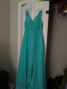 Elegant Teal V-Neck Chiffon bridesmaid Dress